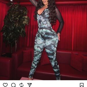 Tropical Leaf Print Jumpsuit